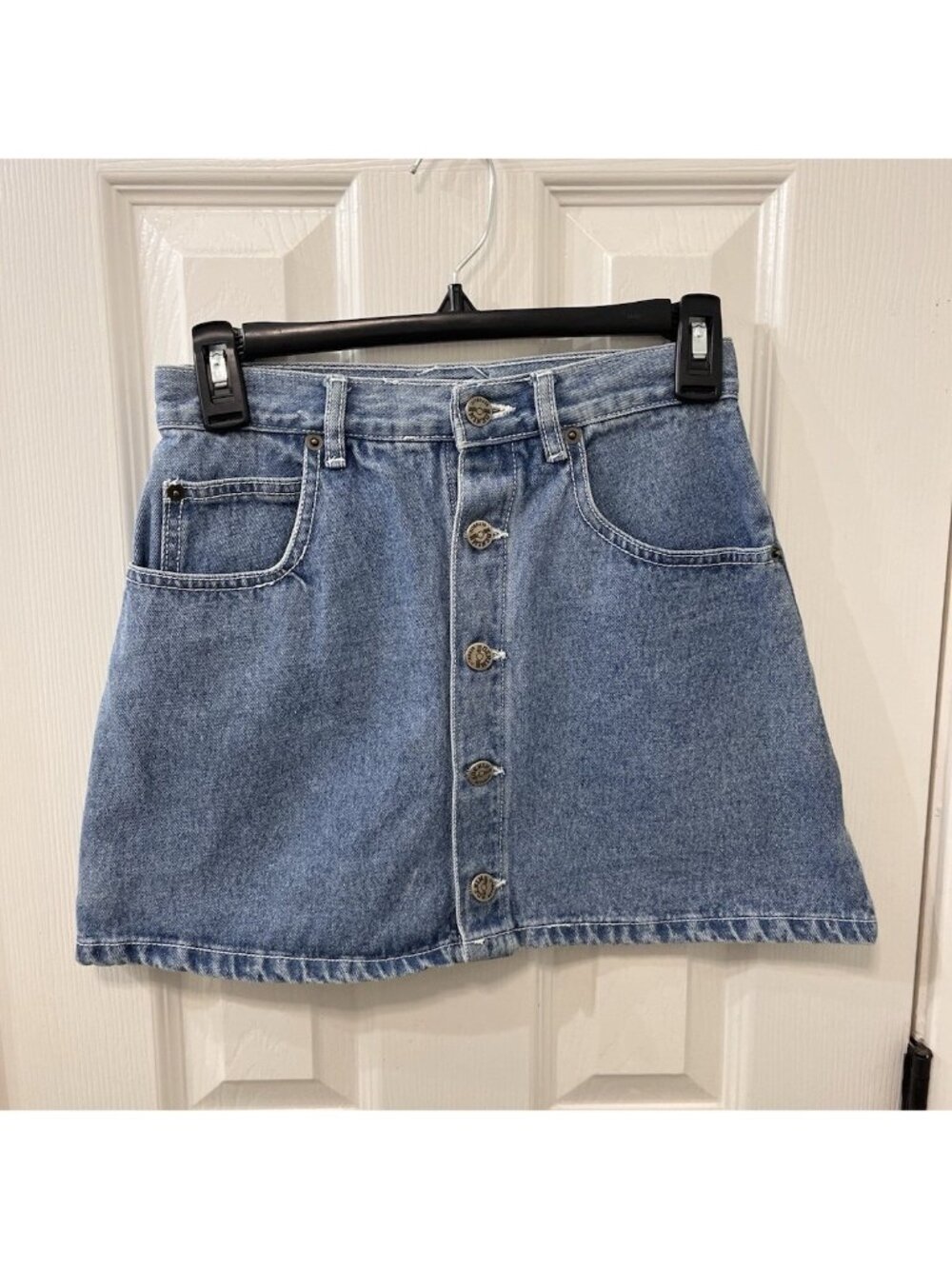 Vintage Denim Republic Button Front Denim Mini Skirt Y2K High Waist Size 10 XS S